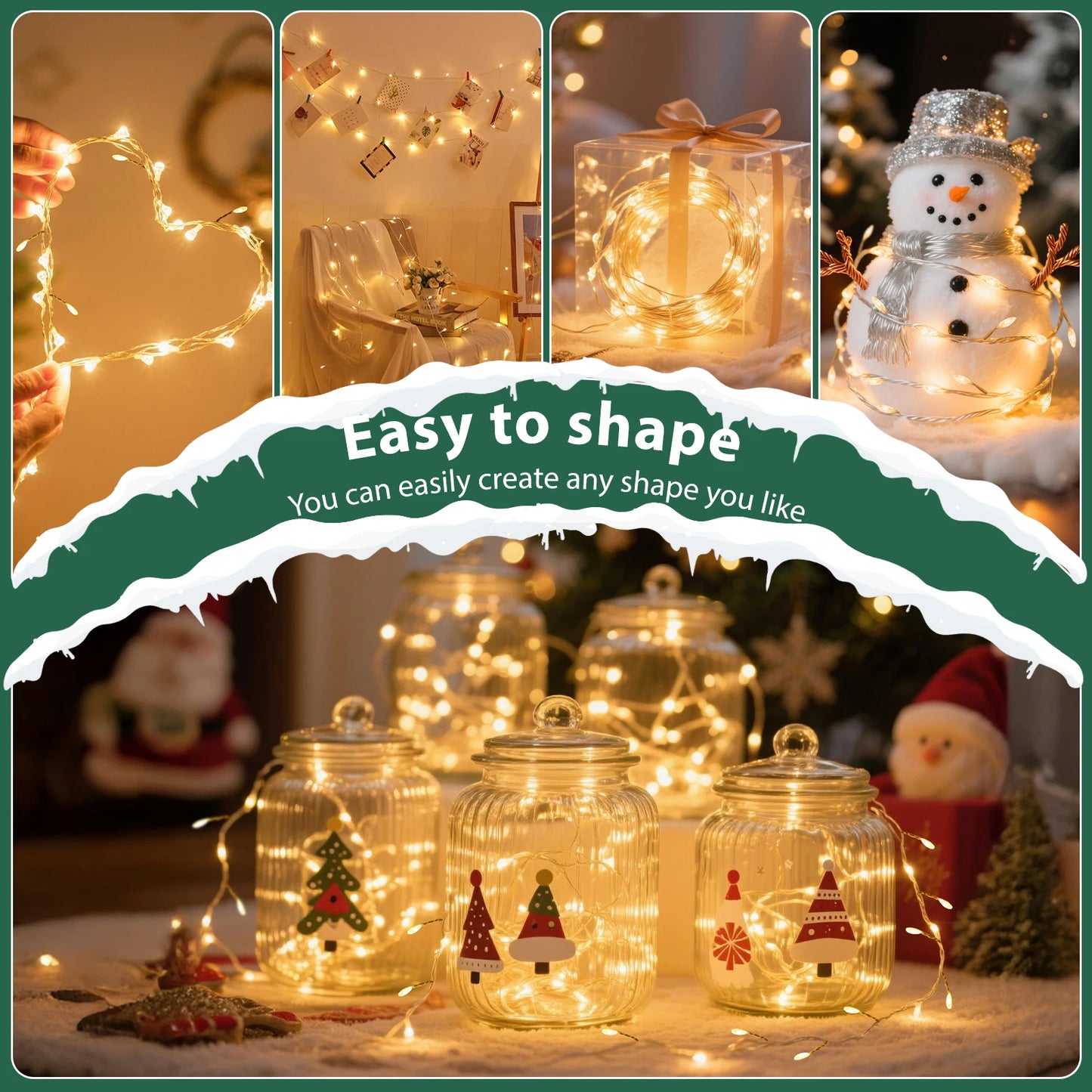 9m 300 LED Warm White Copper String Lights – Battery Operated Fairy Lights with 8 Modes