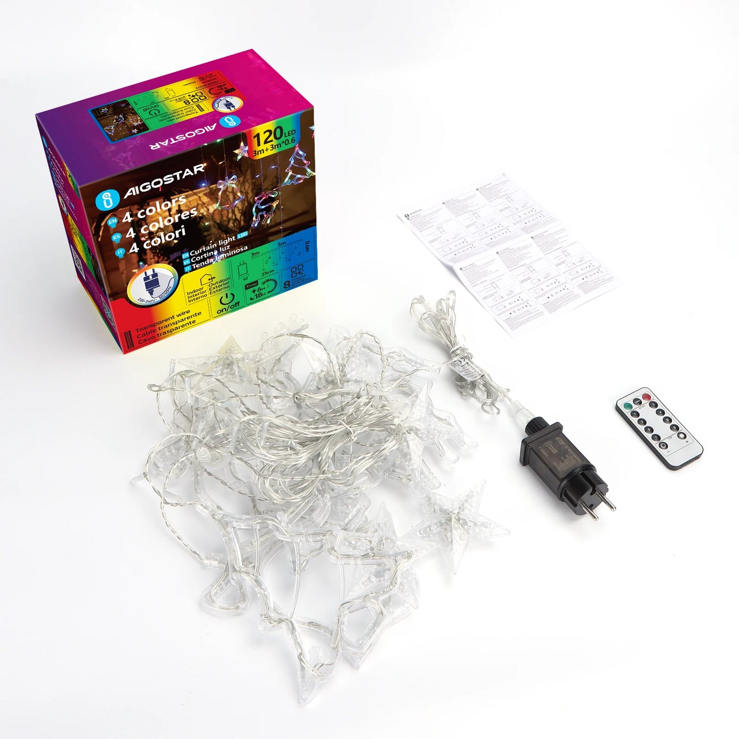 120 LED Warm White Curtain Lights – Remote Control String Lights with 8 Modes (3×0.6m)