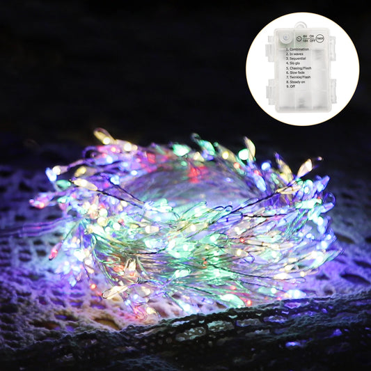 9m 300 LED Multicolor Copper String Lights – Battery Operated Fairy Lights with Timer