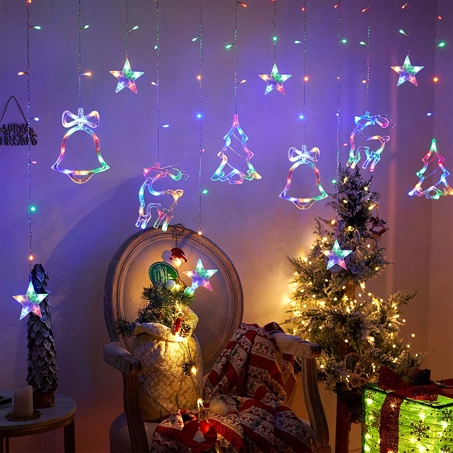 120 LED Warm White Curtain Lights – Remote Control String Lights with 8 Modes (3×0.6m)