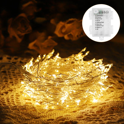 9m 300 LED Warm White Copper String Lights – Battery Operated Fairy Lights with 8 Modes