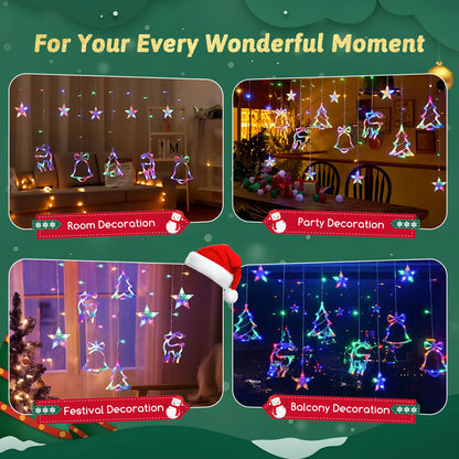 120 LED Warm White Curtain Lights – Remote Control String Lights with 8 Modes (3×0.6m)